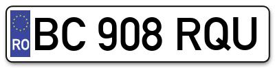 Placuta inmatriculare numar auto  BC-908-RQU, BC 908 RQU, BC908RQU