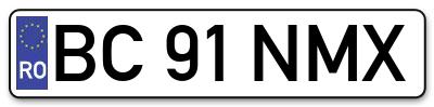 Placuta inmatriculare numar auto  BC-91-NMX, BC 91 NMX, BC91NMX