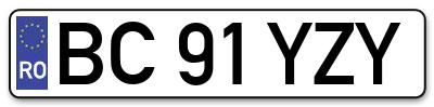 Placuta inmatriculare numar auto  BC-91-YZY, BC 91 YZY, BC91YZY