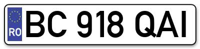 Placuta inmatriculare numar auto  BC-918-QAI, BC 918 QAI, BC918QAI