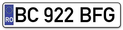 Placuta inmatriculare numar auto  BC-922-BFG, BC 922 BFG, BC922BFG