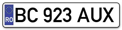 Placuta inmatriculare numar auto  BC-923-AUX, BC 923 AUX, BC923AUX