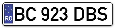 Placuta inmatriculare numar auto  BC-923-DBS, BC 923 DBS, BC923DBS