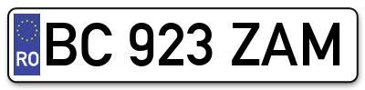 Placuta inmatriculare numar auto  BC-923-ZAM, BC 923 ZAM, BC923ZAM