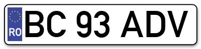 Placuta inmatriculare numar auto  BC-93-ADV, BC 93 ADV, BC93ADV