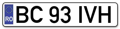 Placuta inmatriculare numar auto  BC-93-IVH, BC 93 IVH, BC93IVH