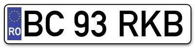 Placuta inmatriculare numar auto  BC-93-RKB, BC 93 RKB, BC93RKB