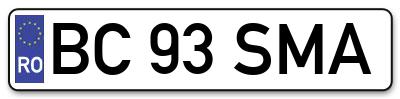 Placuta inmatriculare numar auto  BC-93-SMA, BC 93 SMA, BC93SMA