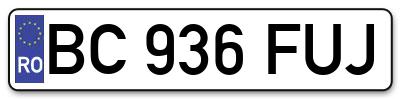 Placuta inmatriculare numar auto  BC-936-FUJ, BC 936 FUJ, BC936FUJ
