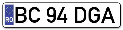Placuta inmatriculare numar auto  BC-94-DGA, BC 94 DGA, BC94DGA