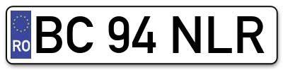 Placuta inmatriculare numar auto  BC-94-NLR, BC 94 NLR, BC94NLR