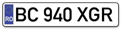 Placuta inmatriculare numar auto  BC-940-XGR, BC 940 XGR, BC940XGR