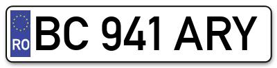 Placuta inmatriculare numar auto  BC-941-ARY, BC 941 ARY, BC941ARY