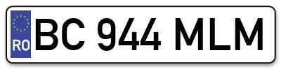 Placuta inmatriculare numar auto  BC-944-MLM, BC 944 MLM, BC944MLM