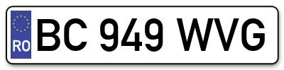 Placuta inmatriculare numar auto  BC-949-WVG, BC 949 WVG, BC949WVG