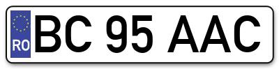 Placuta inmatriculare numar auto  BC-95-AAC, BC 95 AAC, BC95AAC