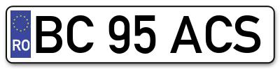 Placuta inmatriculare numar auto  BC-95-ACS, BC 95 ACS, BC95ACS