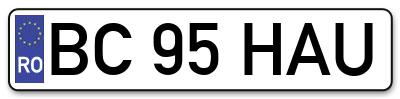 Placuta inmatriculare numar auto  BC-95-HAU, BC 95 HAU, BC95HAU