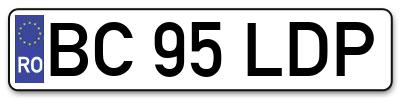Placuta inmatriculare numar auto  BC-95-LDP, BC 95 LDP, BC95LDP