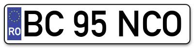 Placuta inmatriculare numar auto  BC-95-NCO, BC 95 NCO, BC95NCO