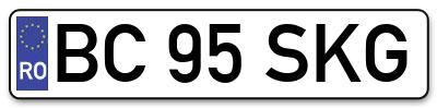 Placuta inmatriculare numar auto  BC-95-SKG, BC 95 SKG, BC95SKG