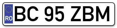 Placuta inmatriculare numar auto  BC-95-ZBM, BC 95 ZBM, BC95ZBM