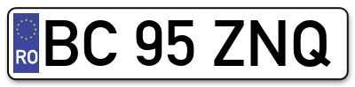 Placuta inmatriculare numar auto  BC-95-ZNQ, BC 95 ZNQ, BC95ZNQ