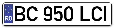Placuta inmatriculare numar auto  BC-950-LCI, BC 950 LCI, BC950LCI