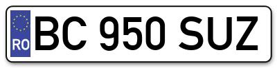 Placuta inmatriculare numar auto  BC-950-SUZ, BC 950 SUZ, BC950SUZ