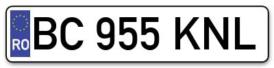 Placuta inmatriculare numar auto  BC-955-KNL, BC 955 KNL, BC955KNL