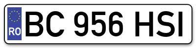 Placuta inmatriculare numar auto  BC-956-HSI, BC 956 HSI, BC956HSI