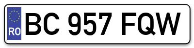 Placuta inmatriculare numar auto  BC-957-FQW, BC 957 FQW, BC957FQW