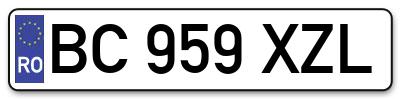 Placuta inmatriculare numar auto  BC-959-XZL, BC 959 XZL, BC959XZL