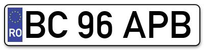 Placuta inmatriculare numar auto  BC-96-APB, BC 96 APB, BC96APB