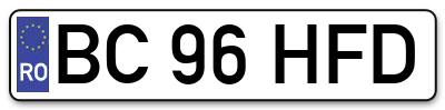 Placuta inmatriculare numar auto  BC-96-HFD, BC 96 HFD, BC96HFD
