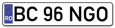 Placuta inmatriculare numar auto  BC-96-NGO, BC 96 NGO, BC96NGO