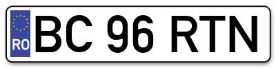 Placuta inmatriculare numar auto  BC-96-RTN, BC 96 RTN, BC96RTN