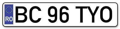 Placuta inmatriculare numar auto  BC-96-TYO, BC 96 TYO, BC96TYO