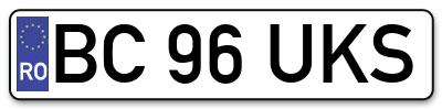 Placuta inmatriculare numar auto  BC-96-UKS, BC 96 UKS, BC96UKS
