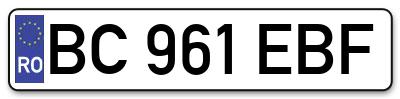 Placuta inmatriculare numar auto  BC-961-EBF, BC 961 EBF, BC961EBF