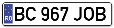Placuta inmatriculare numar auto  BC-967-JOB, BC 967 JOB, BC967JOB