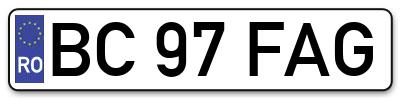 Placuta inmatriculare numar auto  BC-97-FAG, BC 97 FAG, BC97FAG