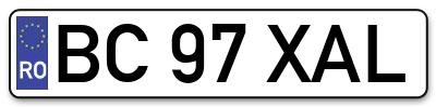 Placuta inmatriculare numar auto  BC-97-XAL, BC 97 XAL, BC97XAL