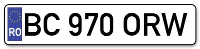 Placuta inmatriculare numar auto  BC-970-ORW, BC 970 ORW, BC970ORW