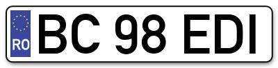 Placuta inmatriculare numar auto  BC-98-EDI, BC 98 EDI, BC98EDI