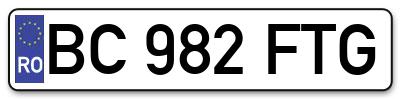 Placuta inmatriculare numar auto  BC-982-FTG, BC 982 FTG, BC982FTG