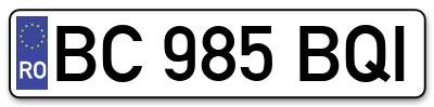 Placuta inmatriculare numar auto  BC-985-BQI, BC 985 BQI, BC985BQI