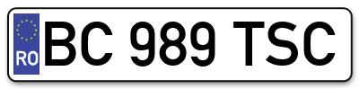 Placuta inmatriculare numar auto  BC-989-TSC, BC 989 TSC, BC989TSC
