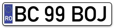 Placuta inmatriculare numar auto  BC-99-BOJ, BC 99 BOJ, BC99BOJ