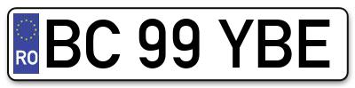 Placuta inmatriculare numar auto  BC-99-YBE, BC 99 YBE, BC99YBE